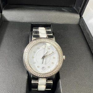 MOVADO Cerena White Dial Steel and White Ceramic Ladies Watch